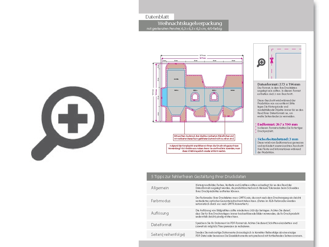 Product Bild weihnachtskugelverpackung_mit_gestanzten_fenster_(6_3_x_6_3_x_6_3_cm)_einseitig_bedruckt_4_0-farbig